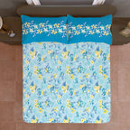 Aqua Daisy Meadow 120 TC Pure Cotton Bedsheet Set with Pillow Cover