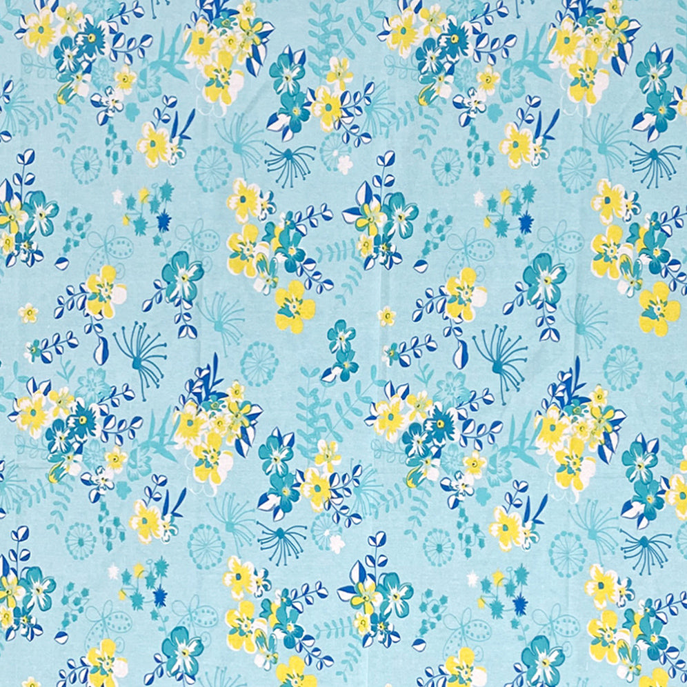 Aqua Daisy Meadow 120 TC Pure Cotton Bedsheet Set with Pillow Cover