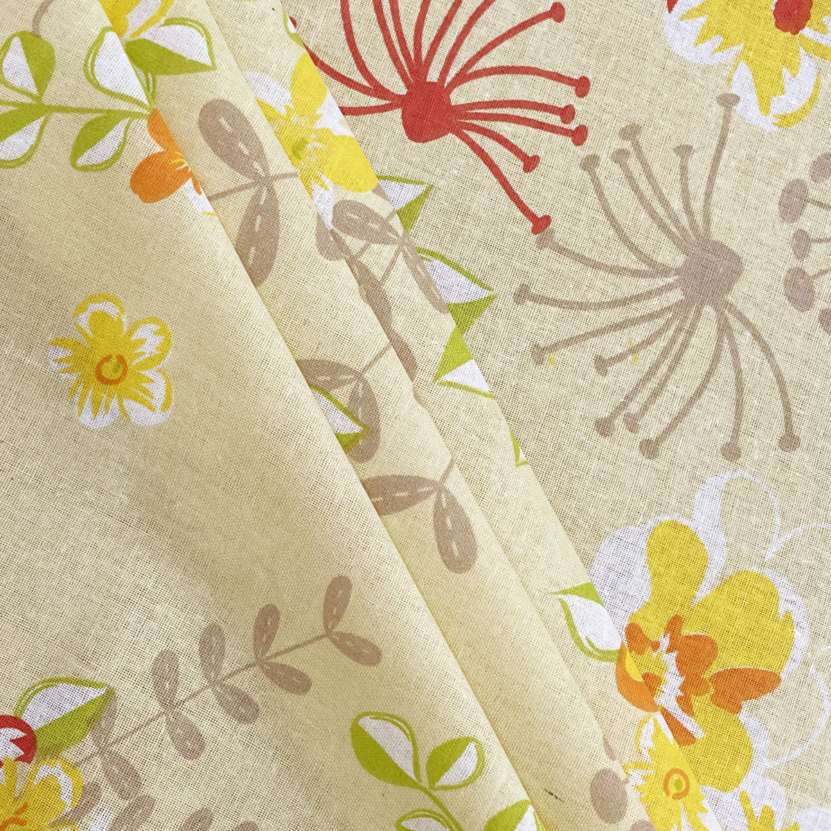 Cream Coral Garden Fiesta 120 TC Pure Cotton Bedsheet Set with Pillow Cover
