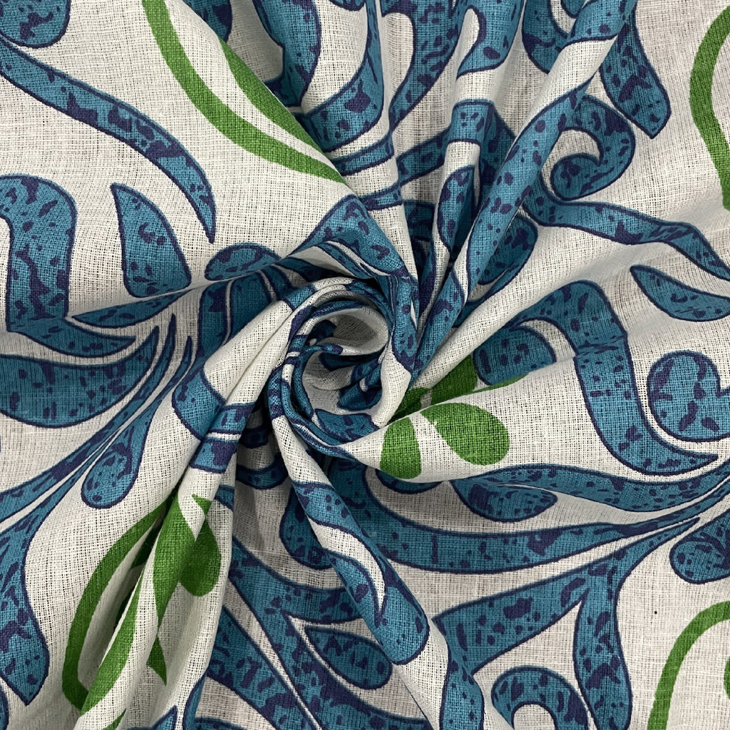 Indigo Paisley Vine 120 TC Pure Cotton Fitted Bedsheet Set with Pillow Cover