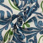 Indigo Paisley Vine 120 TC Pure Cotton Fitted Bedsheet Set with Pillow Cover