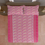 Coral Paisley Vine 120 TC Pure Cotton Bedsheet Set with Pillow Cover