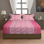 Coral Paisley Vine 120 TC Pure Cotton Bedsheet Set with Pillow Cover