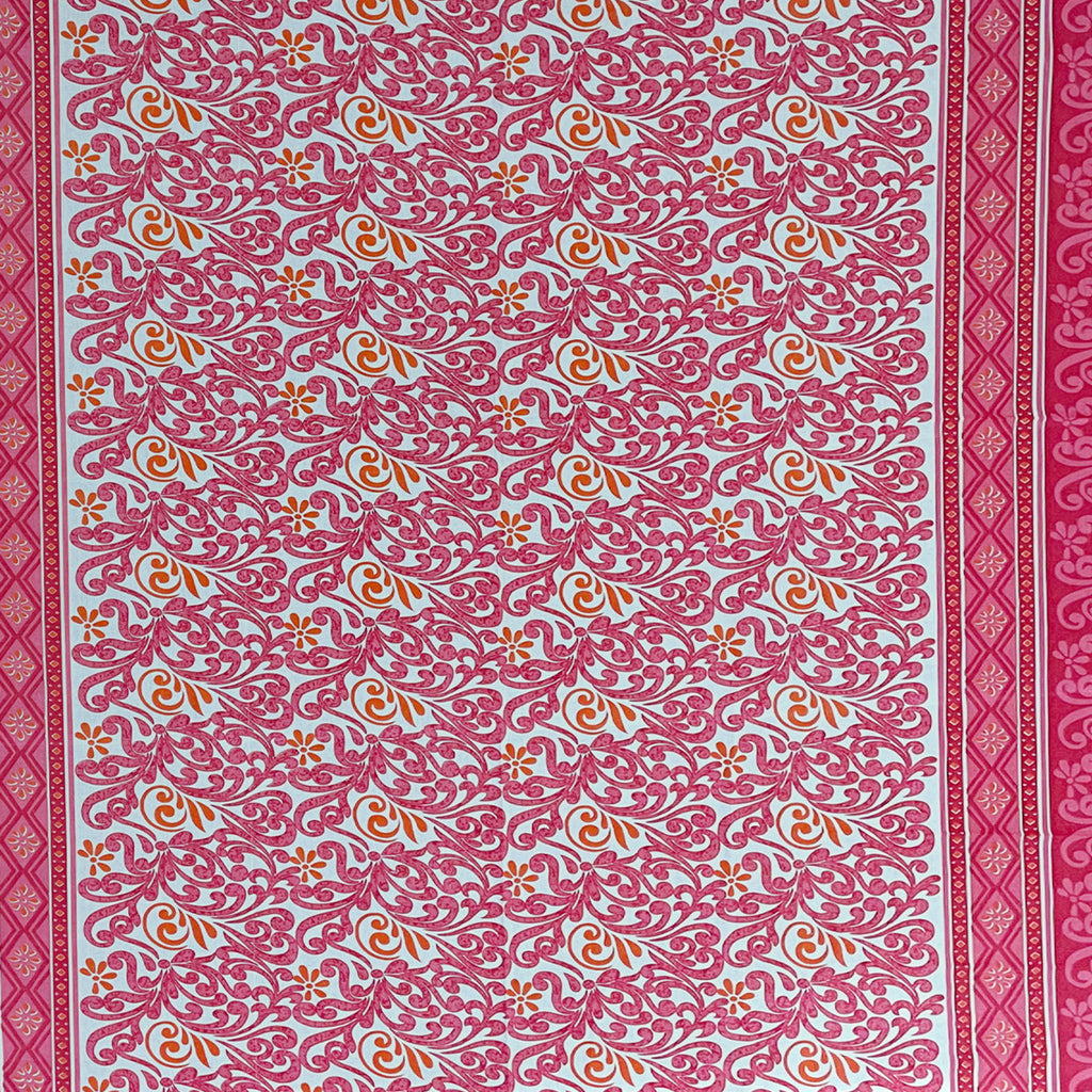 Coral Paisley Vine 120 TC Pure Cotton Bedsheet Set with Pillow Cover