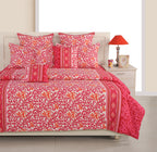 Coral Paisley Vine 120 TC Pure Cotton Bedsheet Set with Pillow Cover