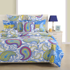 Ivory Rainbow Paisley 120 TC Pure Cotton Bedsheet Set with Pillow Cover