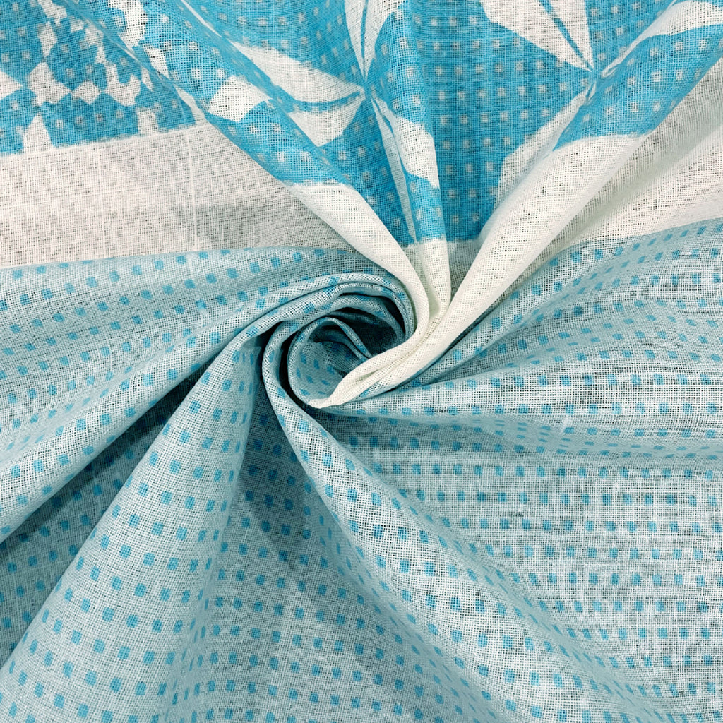 Aqua Geometric Stripe 120 TC Pure Cotton Bedsheet Set with Pillow Cover