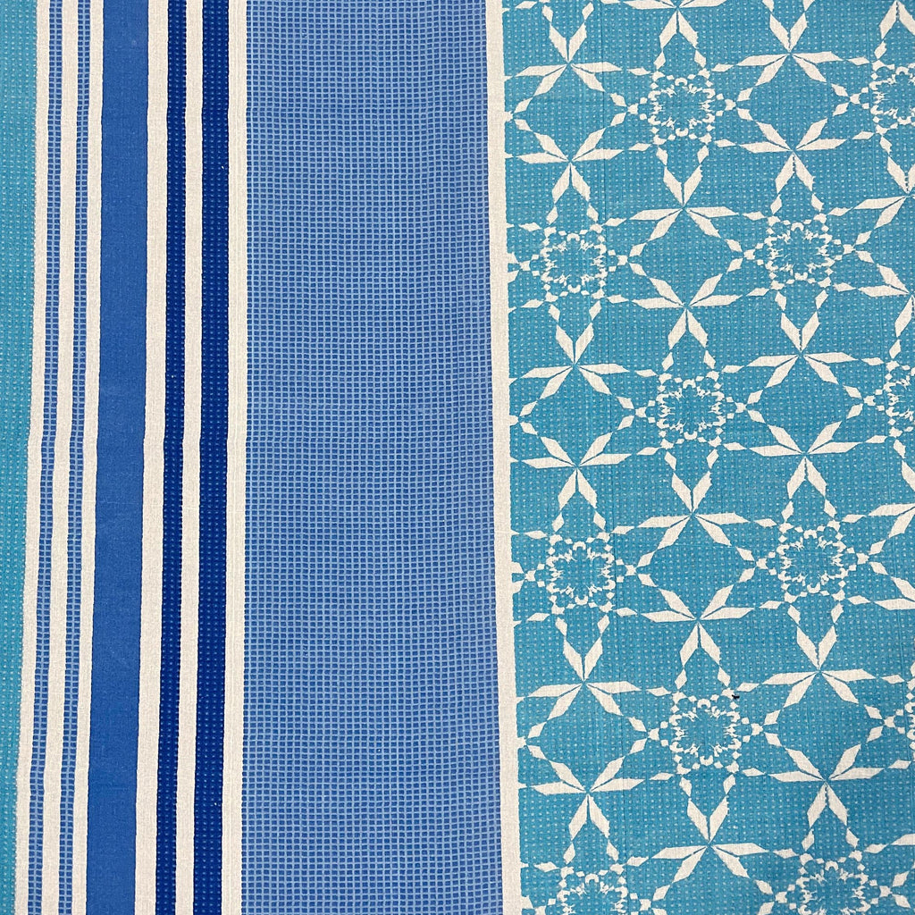 Aqua Geometric Stripe 120 TC Pure Cotton Bedsheet Set with Pillow Cover