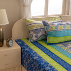 Tropical Paisley Stripe 120 TC Pure Cotton Bedsheet Set with Pillow Cover
