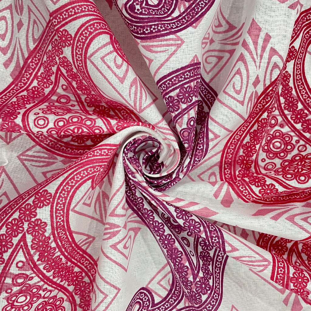 Berry Paisley Patchwork 120 TC Pure Cotton Bedsheet Set with Pillow Cover