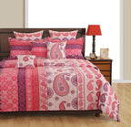 Berry Paisley Patchwork 120 TC Pure Cotton Bedsheet Set with Pillow Cover
