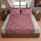 Terracotta Maze 120 TC Pure Cotton Bedsheet Set with Pillow Cover