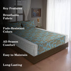 Electric Maze Olive 120 TC Pure Cotton Bedsheet Set with Pillow Cover