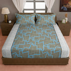 Electric Maze Olive 120 TC Pure Cotton Bedsheet Set with Pillow Cover