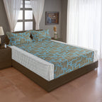 Electric Maze Olive 120 TC Pure Cotton Bedsheet Set with Pillow Cover