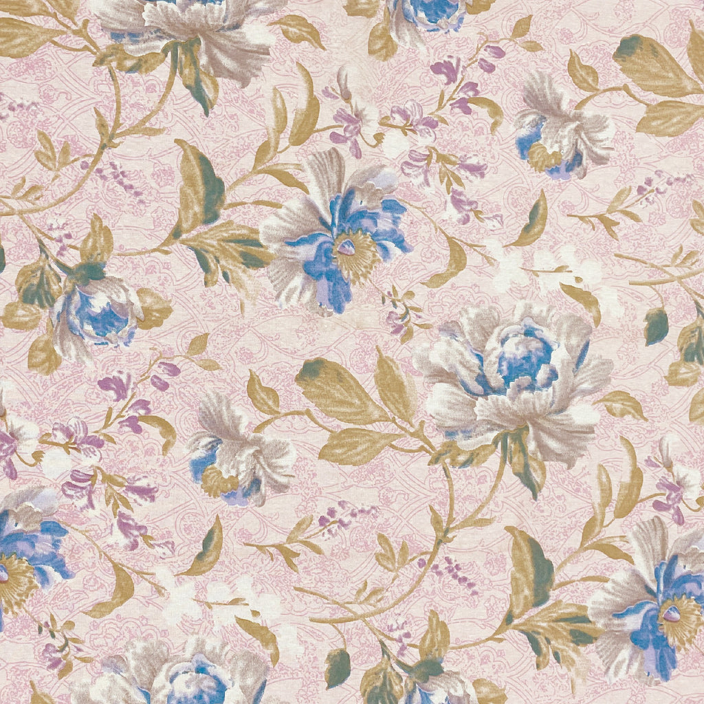 Blush Blue Garden Blooms 120 TC Pure Cotton Bedsheet Set with Pillow Cover