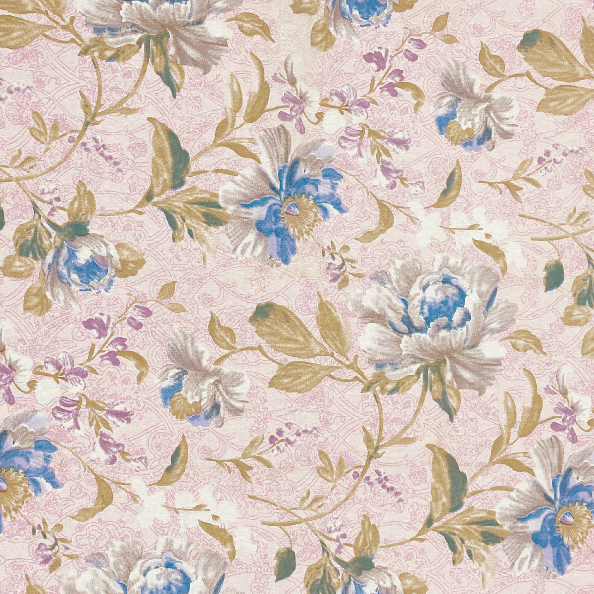 Blush Blue Garden Blooms 120 TC Pure Cotton Bedsheet Set with Pillow Cover