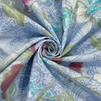 Powder Blue Rose Garden 120 TC Pure Cotton Bedsheet Set with Pillow Cover
