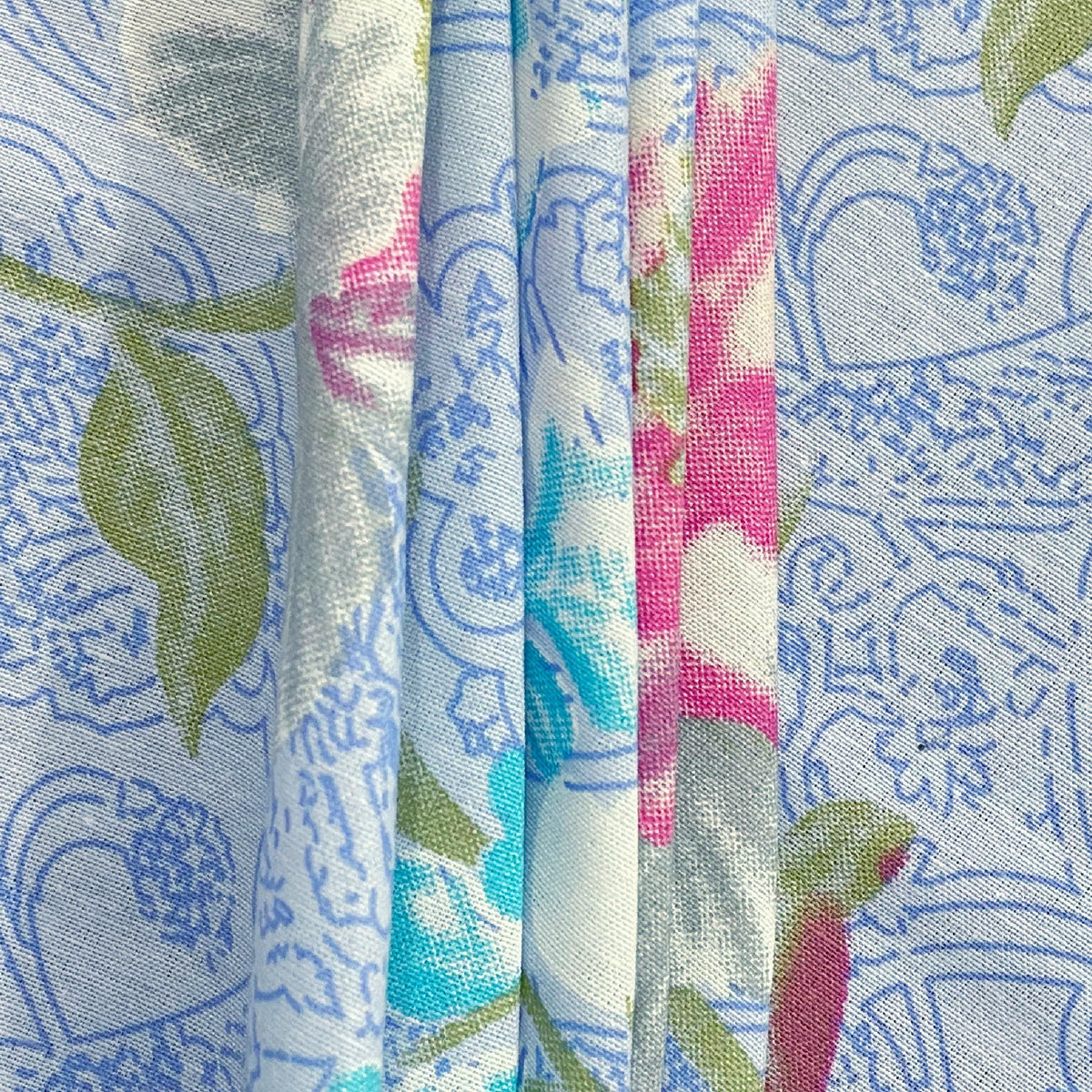 Powder Blue Rose Garden 120 TC Pure Cotton Bedsheet Set with Pillow Cover