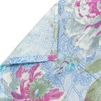 Powder Blue Rose Garden 120 TC Pure Cotton Bedsheet Set with Pillow Cover