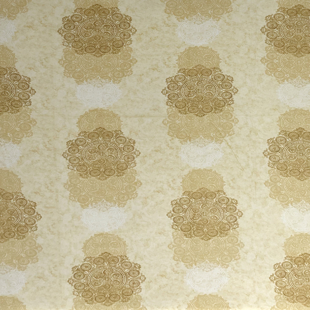 Ivory Golden Medallion 120 TC Pure Cotton Bedsheet Set with Pillow Cover