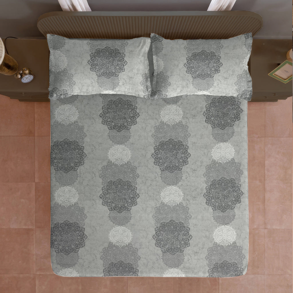 Silver Medallion Symphony 120 TC Pure Cotton Bedsheet Set with Pillow Cover