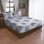 Lavender Medallion Symphony 120 TC Pure Cotton Bedsheet Set with Pillow Cover