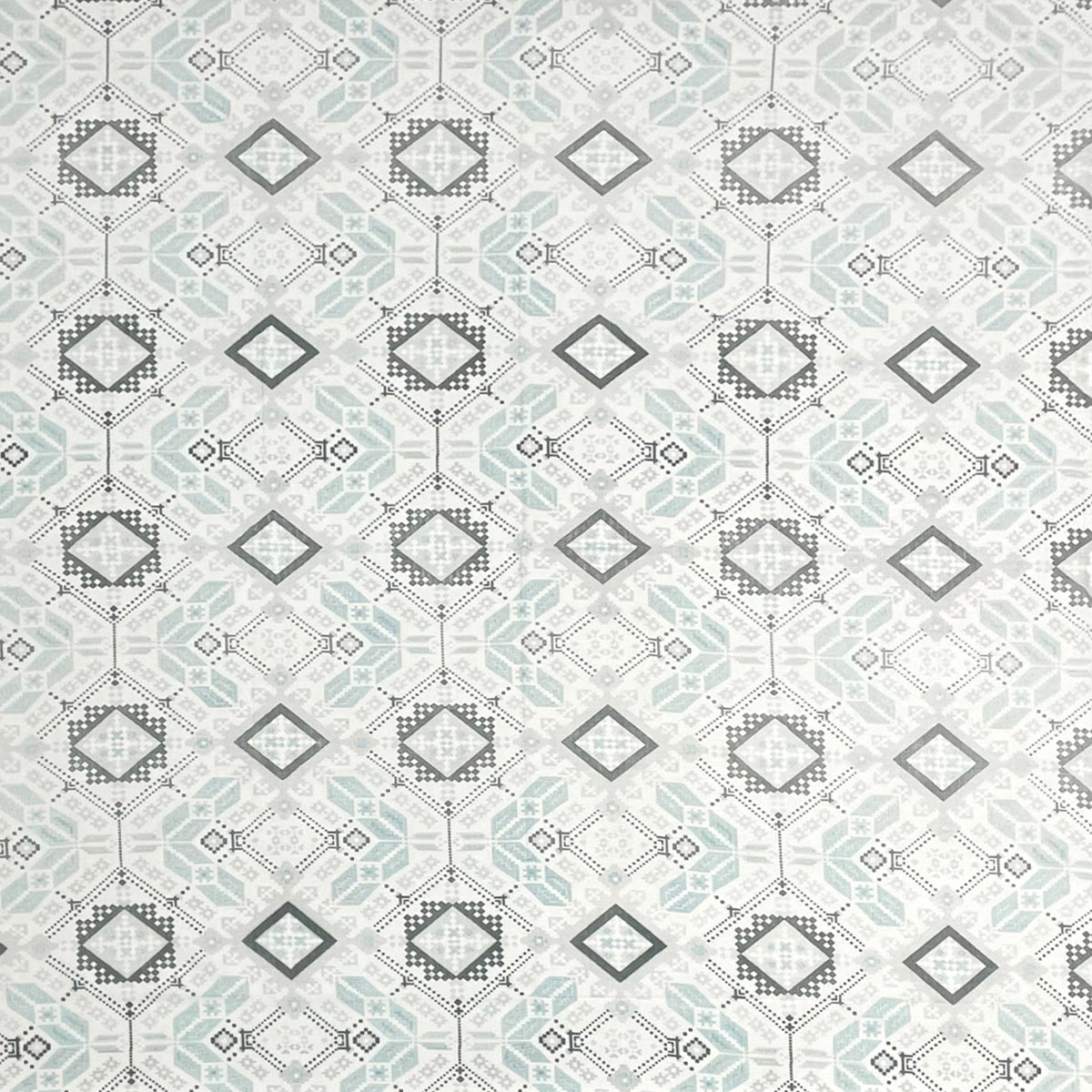 Mint Grey Folk Diamonds 120 TC Pure Cotton Bedsheet Set with Pillow Cover