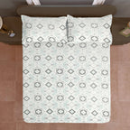 Mint Grey Folk Diamonds 120 TC Pure Cotton Bedsheet Set with Pillow Cover