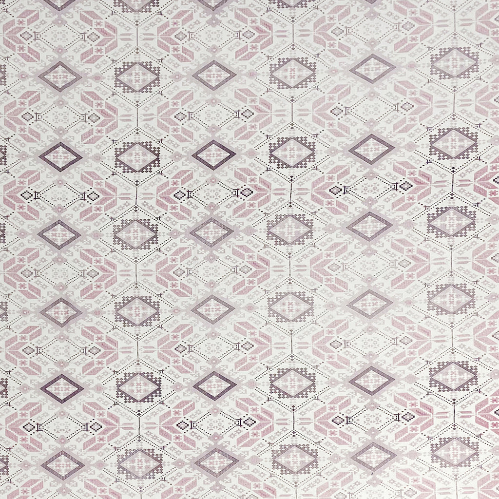 Blush Mauve Folk Diamonds 120 TC Pure Cotton Bedsheet Set with Pillow Cover