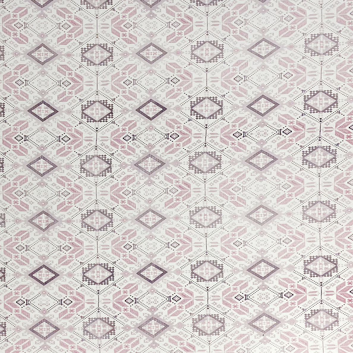 Blush Mauve Folk Diamonds 120 TC Pure Cotton Bedsheet Set with Pillow Cover