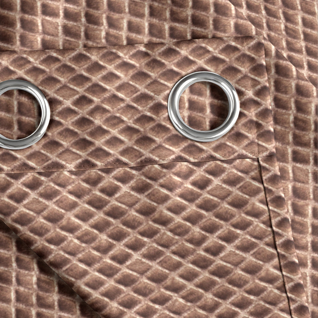 Copper Brown Geometric Weave 300 GSM Polyester 100% Blackout Eyelet Curtain