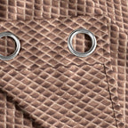 Copper Brown Geometric Weave 300 GSM Polyester 100% Blackout Eyelet Curtain
