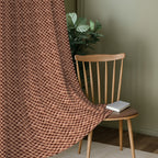 Copper Brown Geometric Weave 300 GSM Polyester 100% Blackout Eyelet Curtain