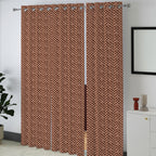 Copper Brown Geometric Weave 300 GSM Polyester 100% Blackout Eyelet Curtain