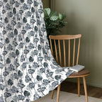 Ivory Navy Botanical Trees 330 GSM Polyester 90% Blackout Eyelet Curtain