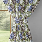 Ivory Lavender Floral Garden 330 GSM Polyester 90% Blackout Eyelet Curtain