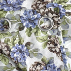 Ivory Lavender Floral Garden 330 GSM Polyester 90% Blackout Eyelet Curtain