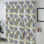Ivory Lavender Floral Garden 330 GSM Polyester 90% Blackout Eyelet Curtain