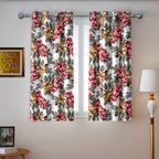 Ivory Multicolour Floral Garden 330 GSM Polyester 90% Blackout Eyelet Curtain