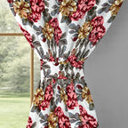 Ivory Multicolour Floral Garden 330 GSM Polyester 90% Blackout Eyelet Curtain