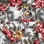 Ivory Multicolour Floral Garden 330 GSM Polyester 90% Blackout Eyelet Curtain