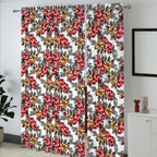 Ivory Multicolour Floral Garden 330 GSM Polyester 90% Blackout Eyelet Curtain
