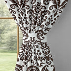 Ivory Brown Regal Damask 330 GSM Polyester 90% Blackout Eyelet Curtain