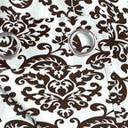 Ivory Brown Regal Damask 330 GSM Polyester 90% Blackout Eyelet Curtain