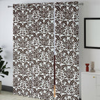 Ivory Brown Regal Damask 330 GSM Polyester 90% Blackout Eyelet Curtain