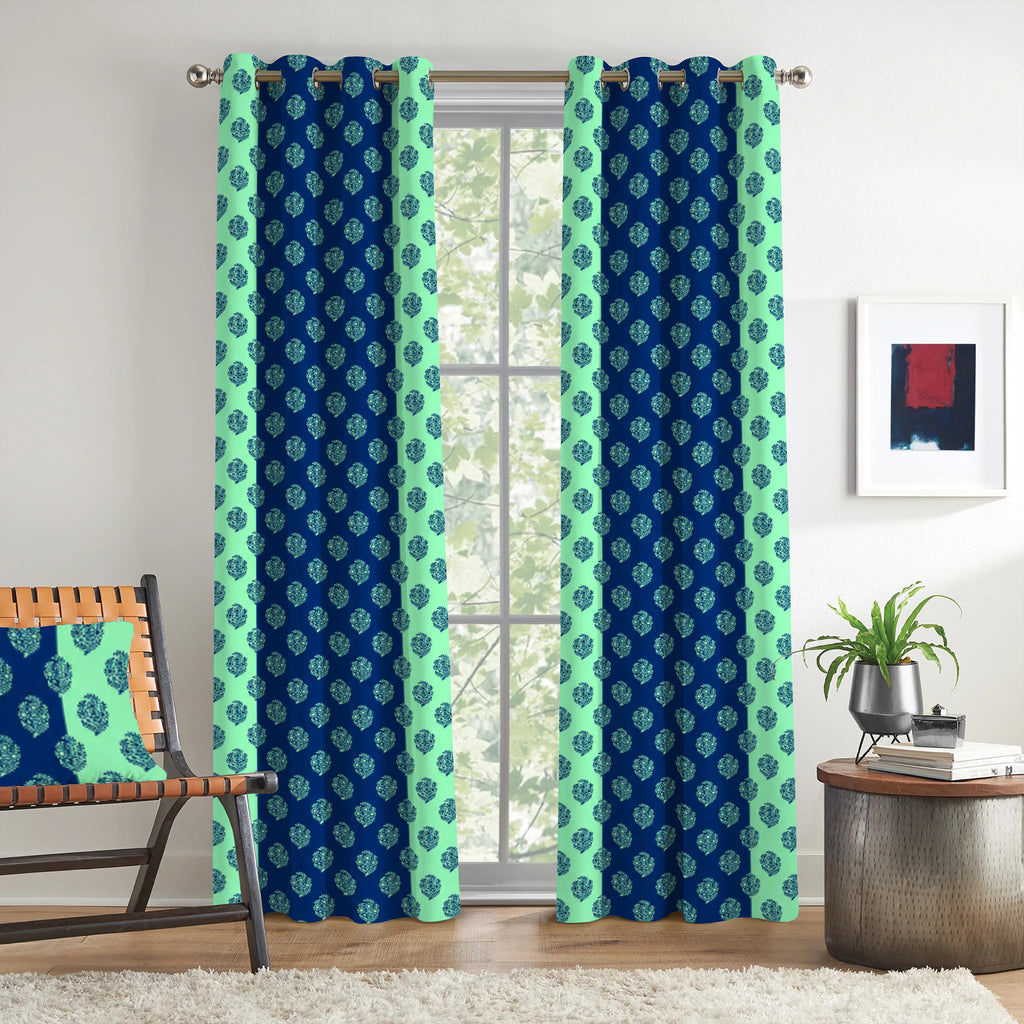 Beige Floral Border 250 GSM Polyester 100% Blackout Eyelet Curtain