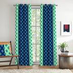 Beige Floral Border 250 GSM Polyester 100% Blackout Eyelet Curtain