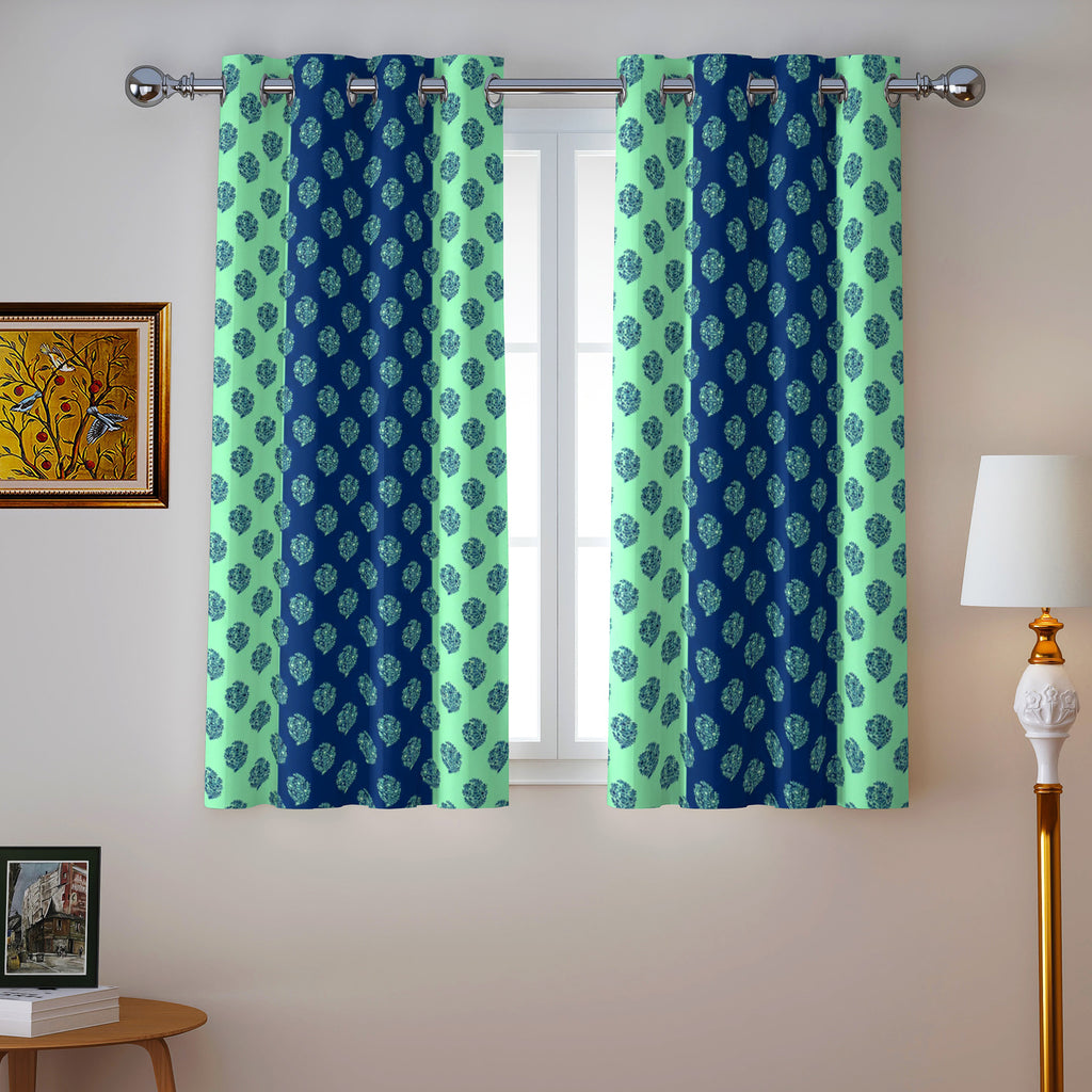 Beige Floral Border 250 GSM Polyester 100% Blackout Eyelet Curtain