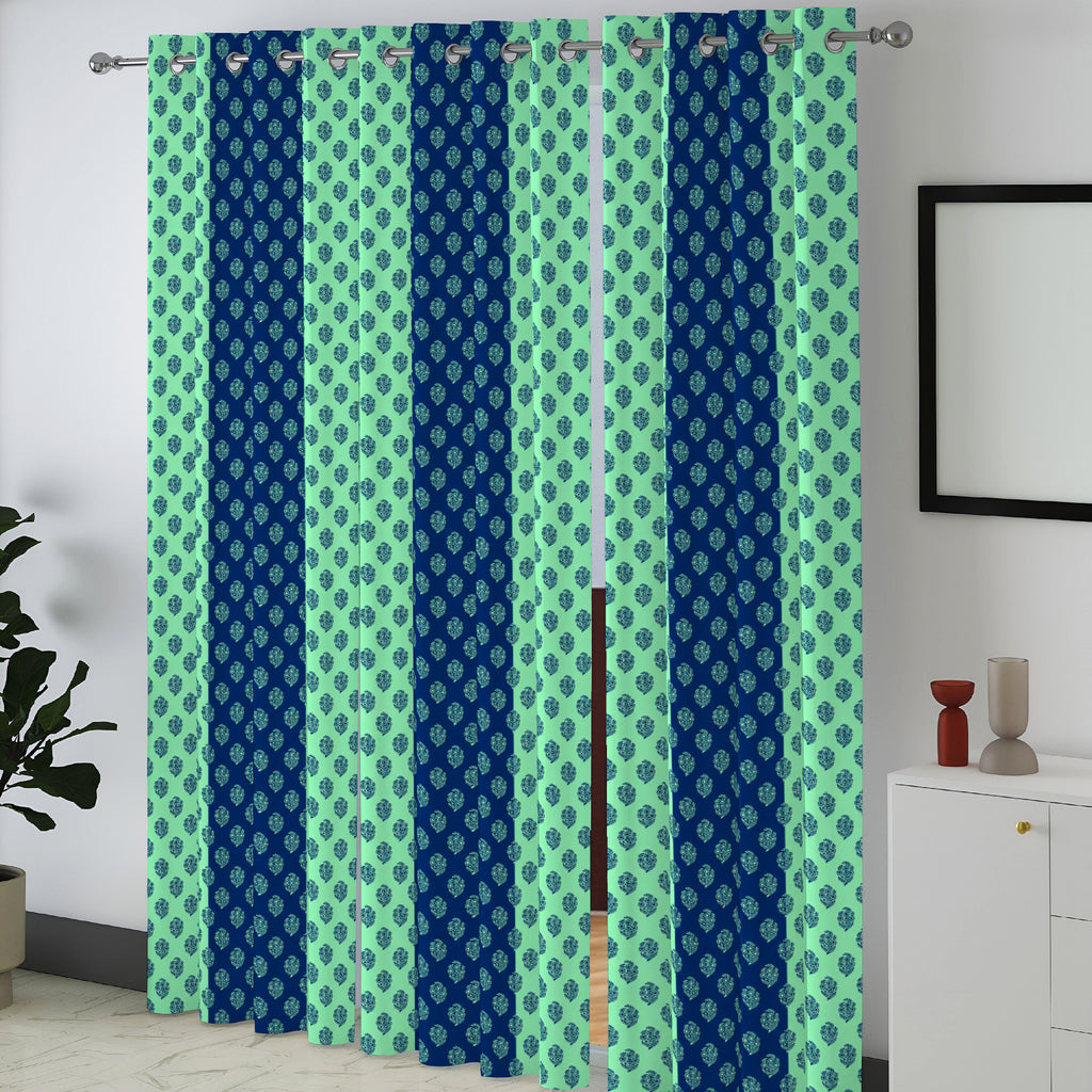 Beige Floral Border 250 GSM Polyester 100% Blackout Eyelet Curtain